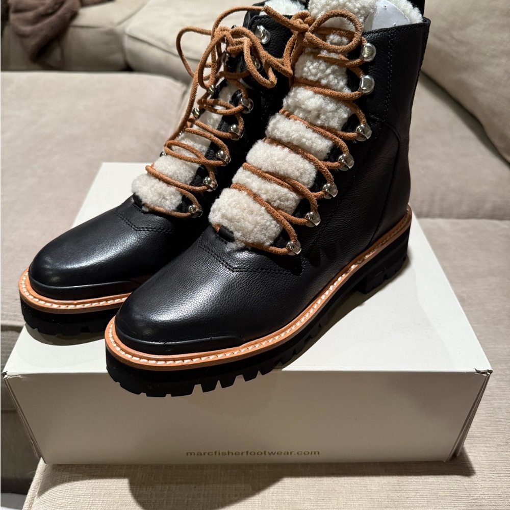 Marc Fisher Black and Brown Winter Boots